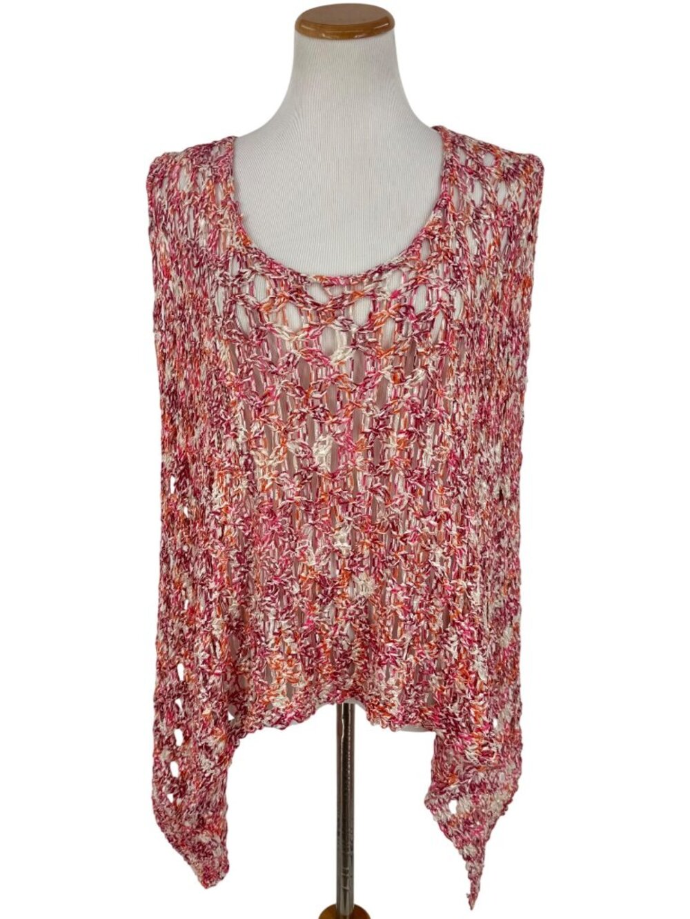 NWT BCBG Max Azria Multicolored Crochet Knit Cover Up Top | Boho Festival Indie - Picture 3 of 15